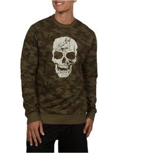 Hybrid Promotions Men's Stamped Skull Long Sleeve Graphic Crew Fleece XL NWT